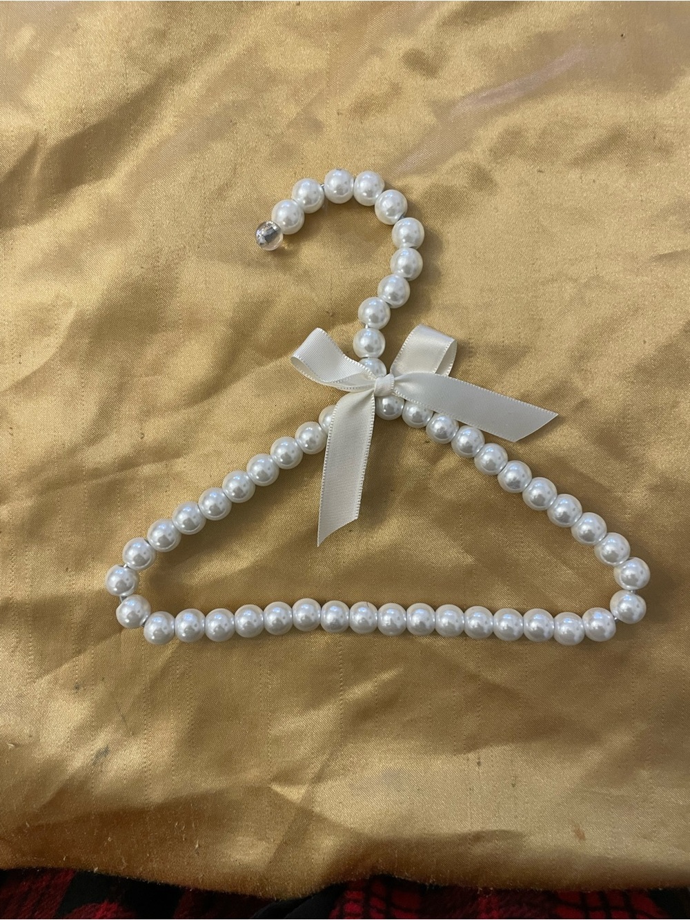Pearl Beaded Decorative Hanger with Satin Bow Small
